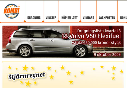Kombilotteriet, vinst, Volvo V50, the Secret, kurs